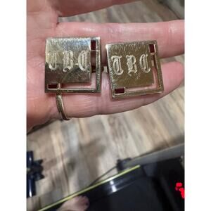 Vintage Gold Tone “TBC” Monogram Cufflinks | Mid Century Retro Initial